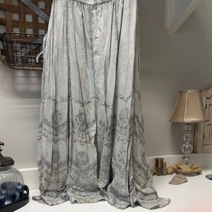 Soft Surroundings Light Gray Embroidered Maxi Skirt